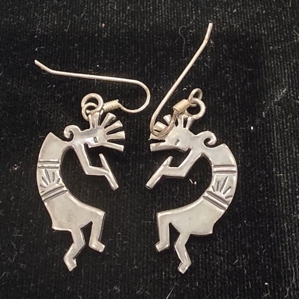 Southwestern Sterling Kokopeli Dancer Earrings